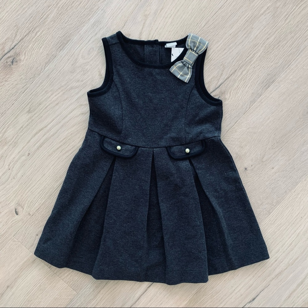 Girl’s Janie & Jack, Classic Gray Sleeveless Dress With Bow size,  2t